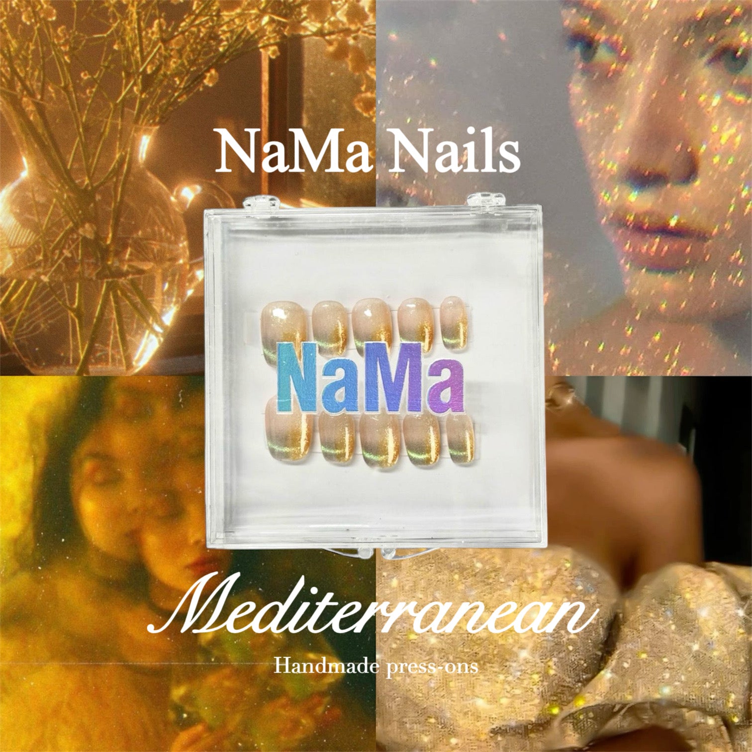 Mediterranean Press-On Nails | 17mm Extra Short | Handmade Set