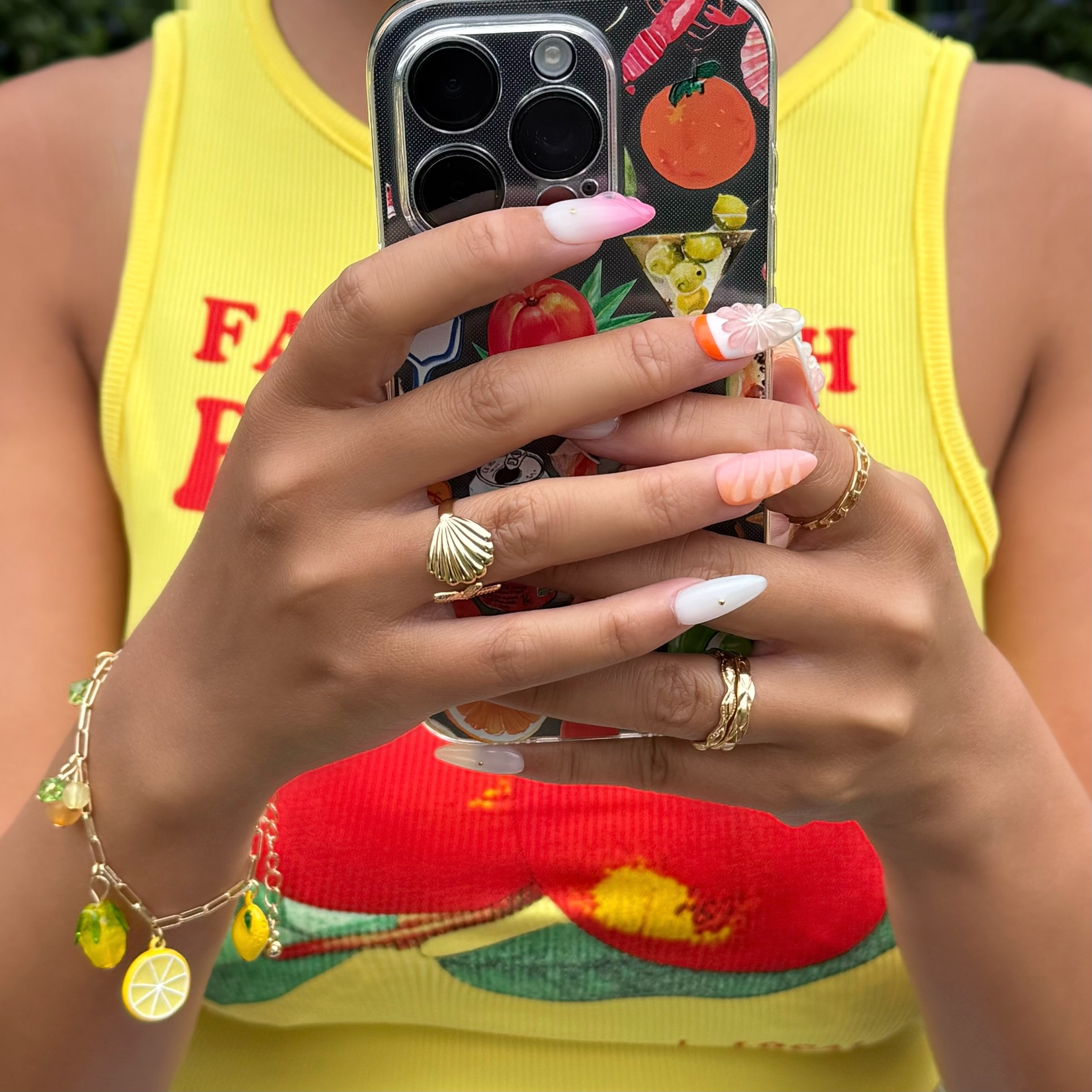 Grapefruit Press-On Nails | Handmade 25mm Set

