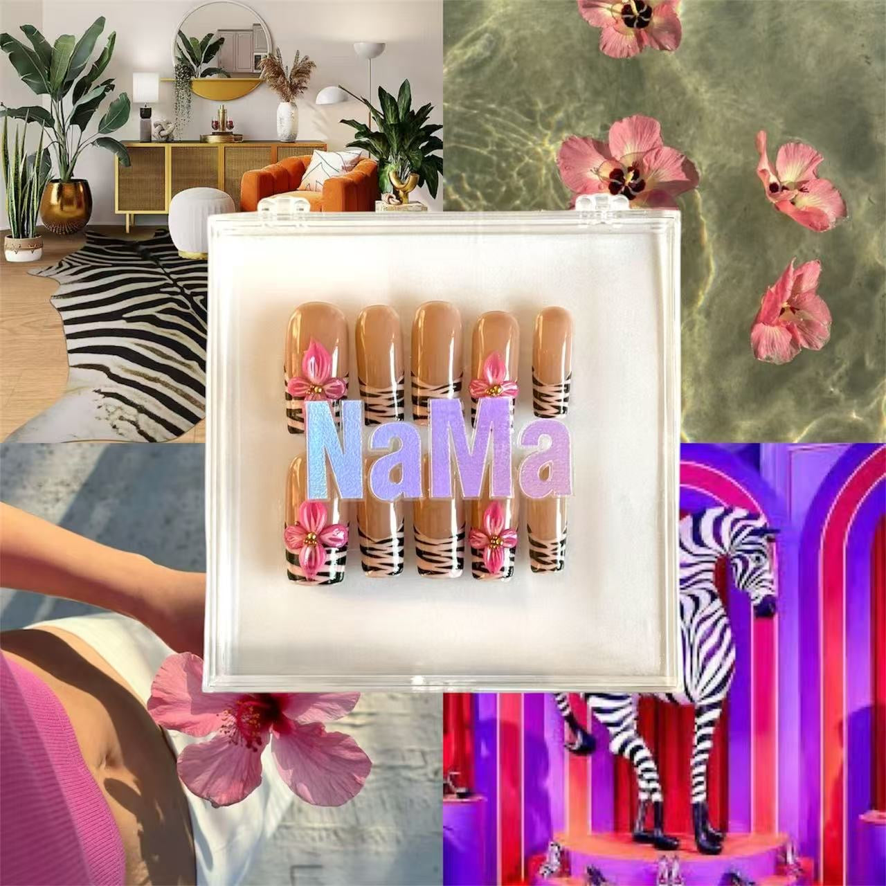 Wild Bloom Nails | Handmade Square Press-Ons 25mm

