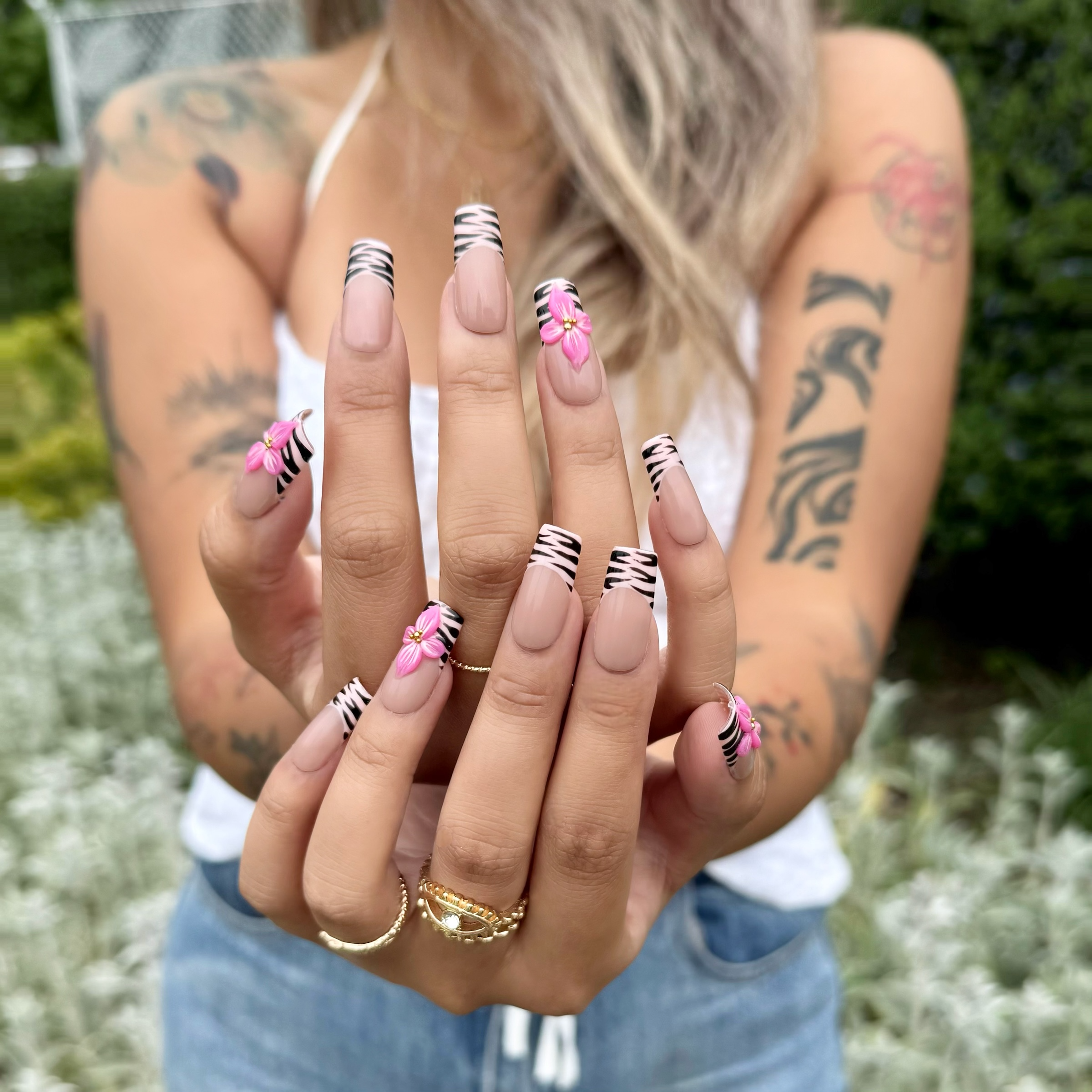 Wild Bloom Nails | Handmade Square Press-Ons 25mm


