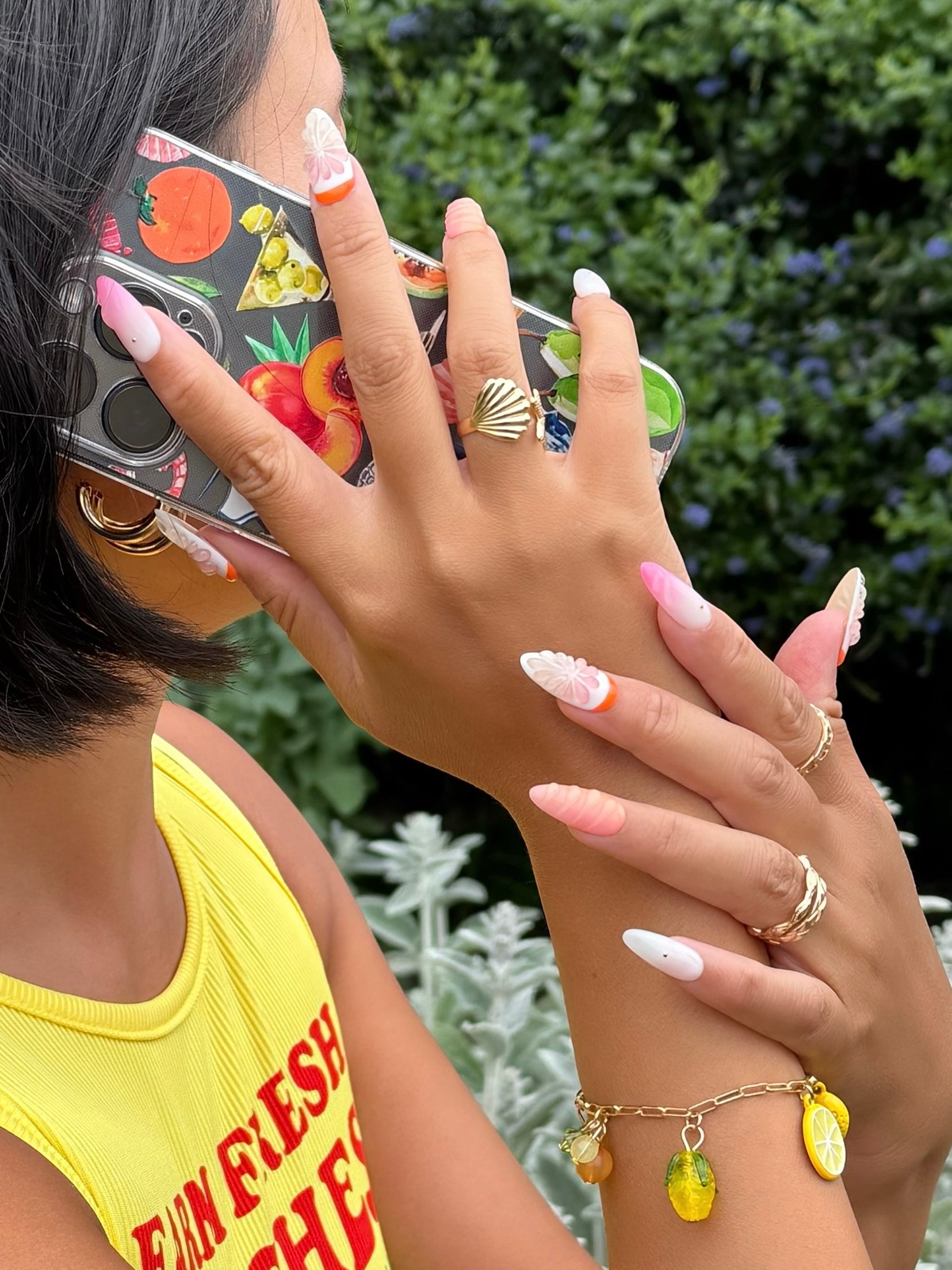 Grapefruit Press-On Nails | Handmade 25mm Set


