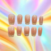 Rainbow Tip Press-On Nails | Coffin Shape | 20mm