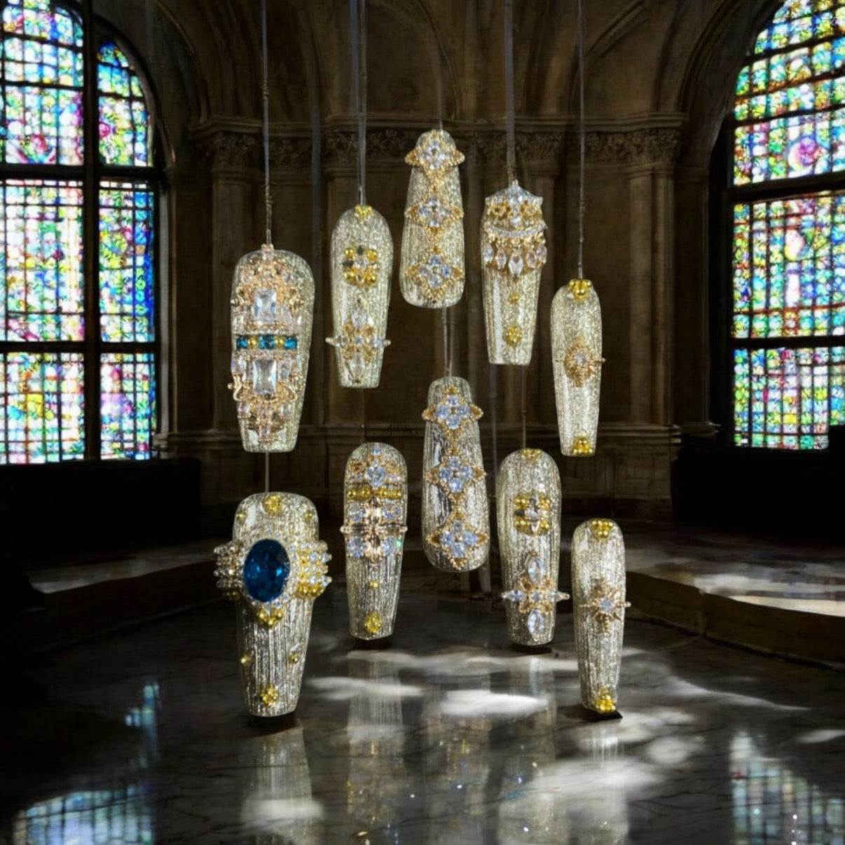 Regal Radiance Coffin Press On Nails | Long 30mm